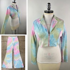 💚 3306. 2 Piece Tie Dye Pant and Crop Top Set